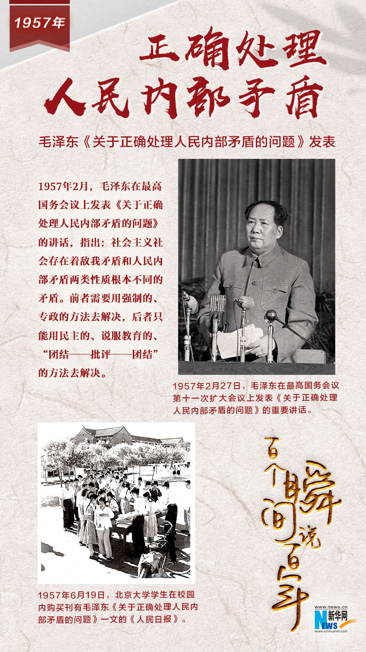 1957，正確處理人民內(nèi)部矛盾