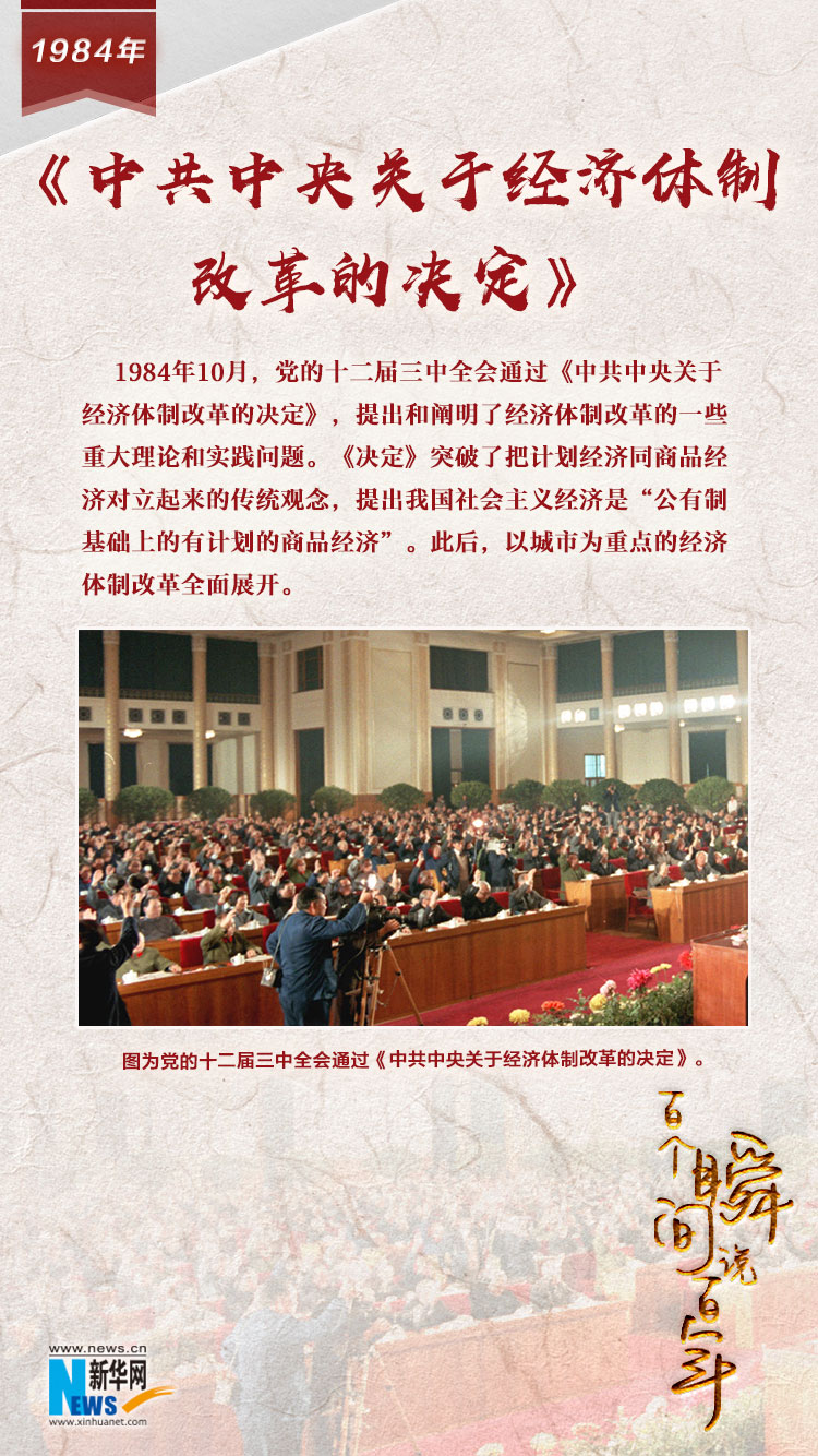 1984，《中共中央關于經(jīng)濟體制改革的決定》
