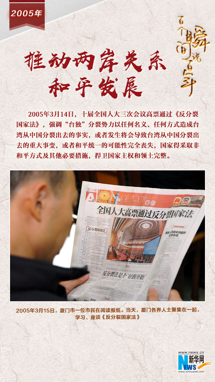 2005，推動兩岸關系和平發(fā)展