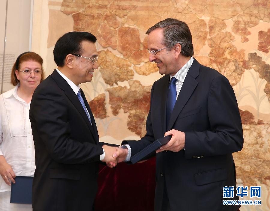 6月21日，國務院總理李克強與希臘總理薩馬拉斯共同出席希臘伊拉克利翁博物館新館開館儀式并發(fā)表講話。 新華社記者 龐興雷 攝