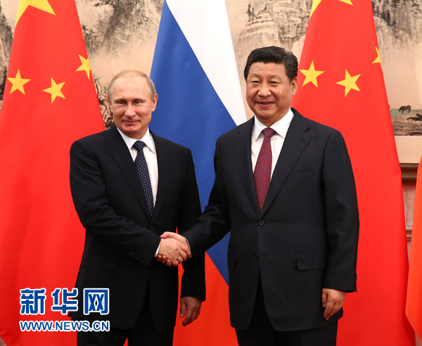 11月9日，國家主席習(xí)近平在北京釣魚臺(tái)國賓館會(huì)見俄羅斯總統(tǒng)普京。新華社記者 蘭紅光 攝