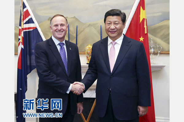 11月20日，國(guó)家主席習(xí)近平在惠靈頓同新西蘭總理約翰&middot;基舉行會(huì)談。 新華社記者 姚大偉 攝