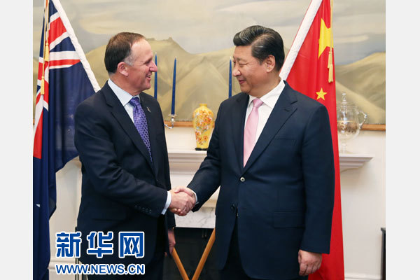 11月20日，中國(guó)國(guó)家主席習(xí)近平在惠靈頓同新西蘭總理約翰&middot;基舉行會(huì)談。 新華社記者 馬占成 攝
