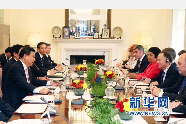 11月20日，中國(guó)國(guó)家主席習(xí)近平在惠靈頓同新西蘭總理約翰&middot;基舉行會(huì)談。 新華社記者 馬占成 攝