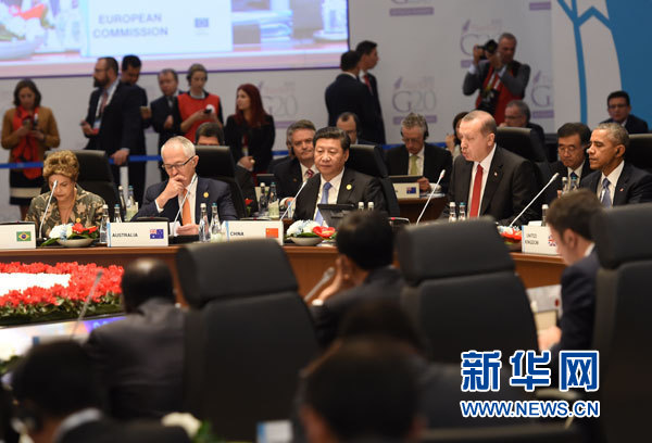 11月15日，國家主席習近平在土耳其安塔利亞出席二十國集團領導人第十次峰會第一階段會議。 新華社記者李學仁攝 