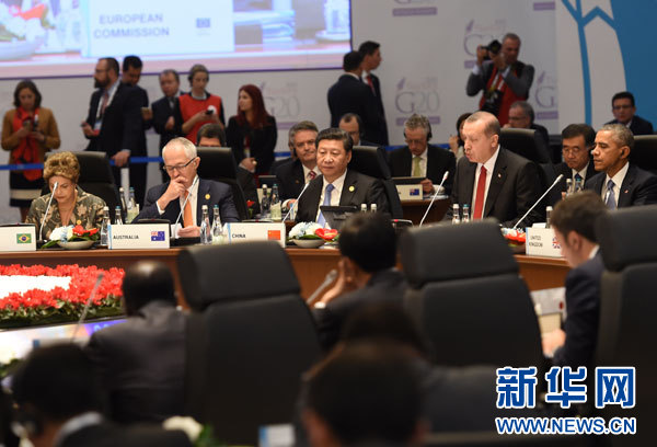 11月15日，國家主席習近平在土耳其安塔利亞出席二十國集團領導人第十次峰會第一階段會議。 新華社記者李學仁攝 