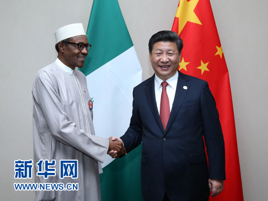 12月4日，國家主席習(xí)近平在約翰內(nèi)斯堡會見尼日利亞總統(tǒng)布哈里。 新華社記者 龐興雷 攝 