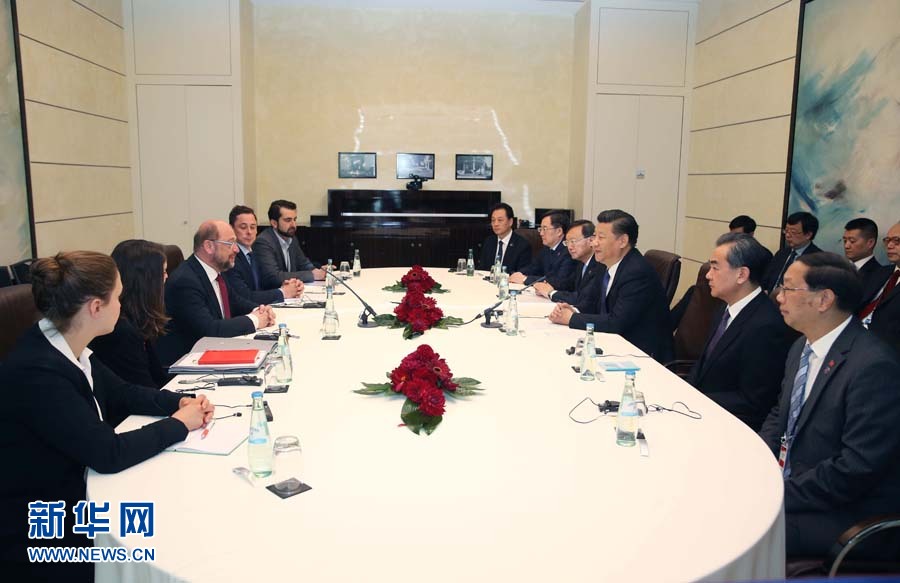 7月6日，國家主席習(xí)近平在柏林會(huì)見德國社會(huì)民主黨主席舒爾茨。新華社記者 姚大偉 攝