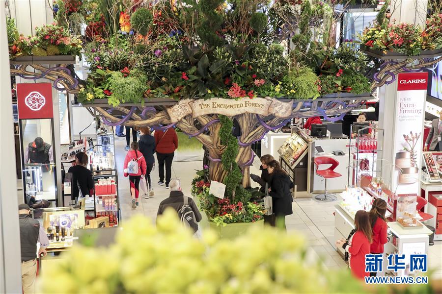 （國(guó)際）（1）紐約：&ldquo;春日童話&rdquo;花展亮相梅西百貨